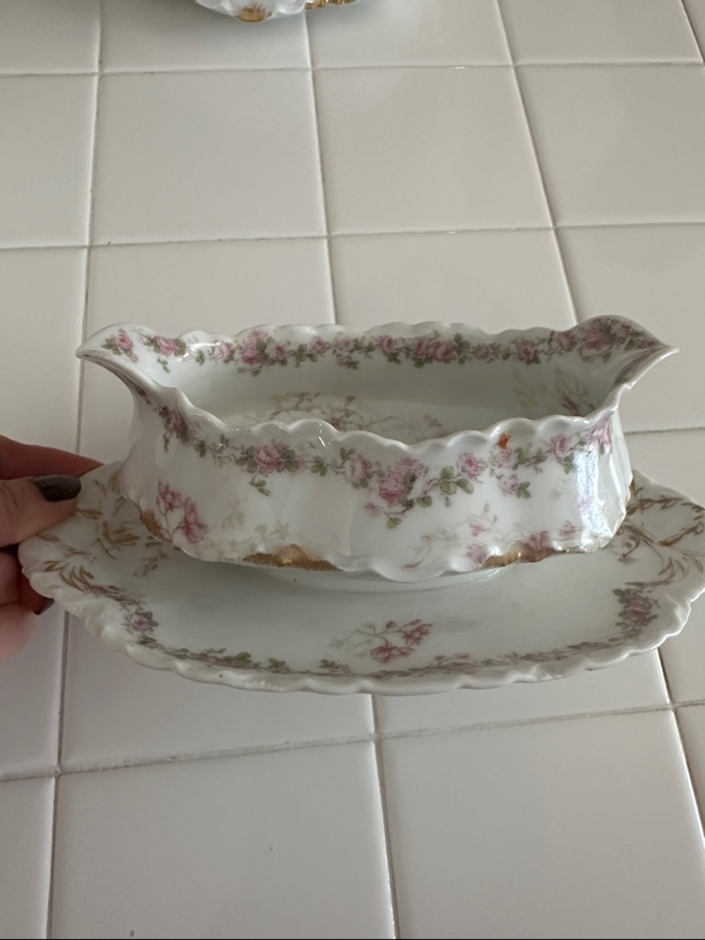 Antique Limoges Haviland Gravy Boat and Underplate